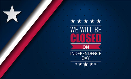 Independence Day USA 4th of July background design with we will be closed textのイラスト素材