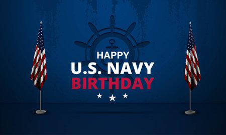 Happy  Birthday US Navy October 13 background Vector Illustrationのイラスト素材