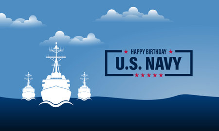 Happy  Birthday US Navy October 13 background Vector Illustrationのイラスト素材