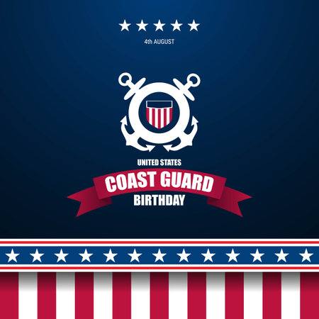 U.S. Coast Guard Birthday August 4 background vector illustrationのイラスト素材