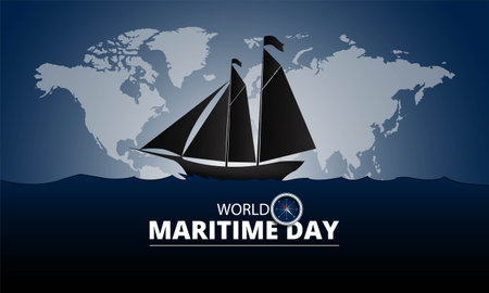 World Maritime Day September 30 background vector illustrationのイラスト素材