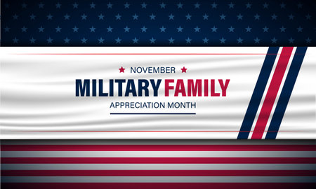 Happy National Veterans And Military Family Appreciation Month Is November. Background Vector Illustrationのイラスト素材