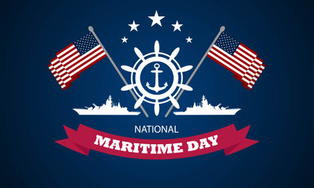 Happy National Maritime Day May 22 Background vector illustrationのイラスト素材
