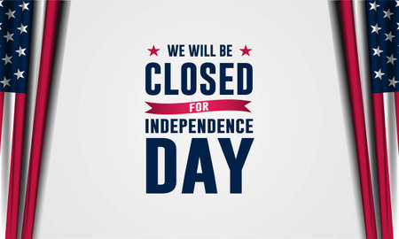 Independence Day USA 4th of July background design with we will be closed textのイラスト素材