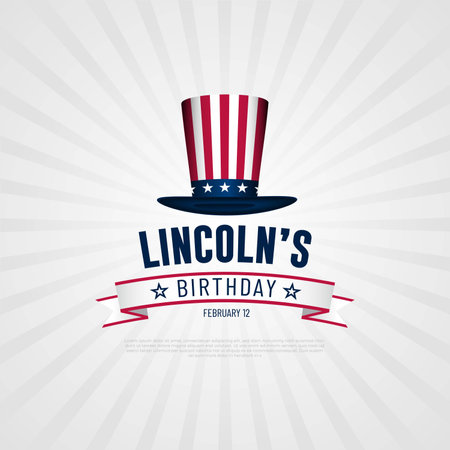 Happy Lincoln's Birthday February 12 Background Vector Illustrationのイラスト素材