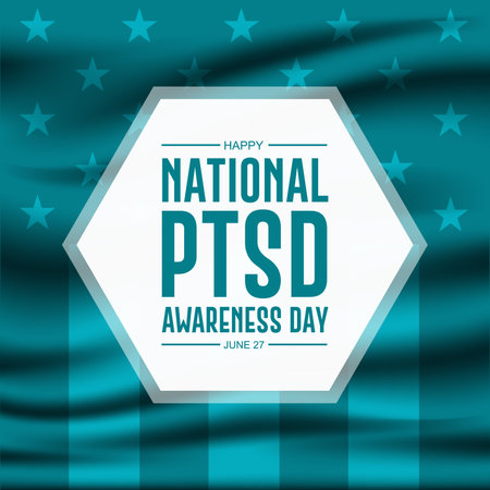 National PTSD Awareness Day June 27 Background Vector Illustrationのイラスト素材