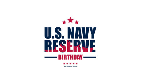 Happy Birthday US Navy Reserve March 03 Background Vector Illustrationのイラスト素材