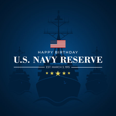 Happy Birthday US Navy Reserve March 03 Background Vector Illustrationのイラスト素材