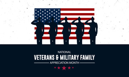 Happy National Veterans And Military Family Appreciation Month Is November. Background Vector Illustrationのイラスト素材