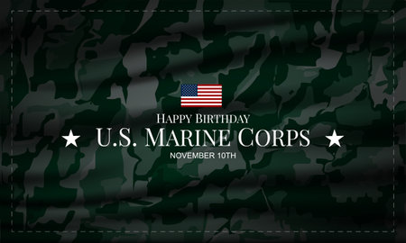 Happy Birthday US Marine November 10 Background Vector Illustrationのイラスト素材