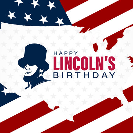 Happy Lincoln's Birthday February 12 Background Vector Illustrationのイラスト素材