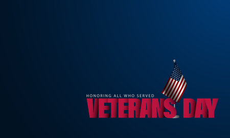 Happy Veterans Day. American flag with text on blue background. Vector illustration.のイラスト素材
