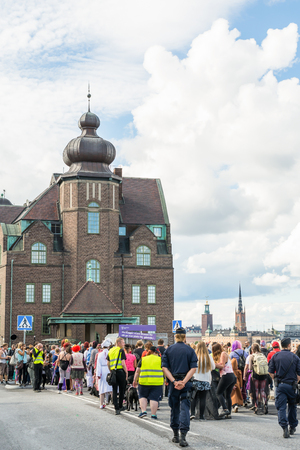 STOCKHOLM, SWEDEN â AUGUST 20, 2016: People dressed up as zombies participate in annual Zombie Walk parade in Stockholm, Swedenのeditorial素材