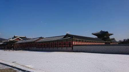 GYEONGBOKGUNG PALACE IN WINTERのeditorial素材