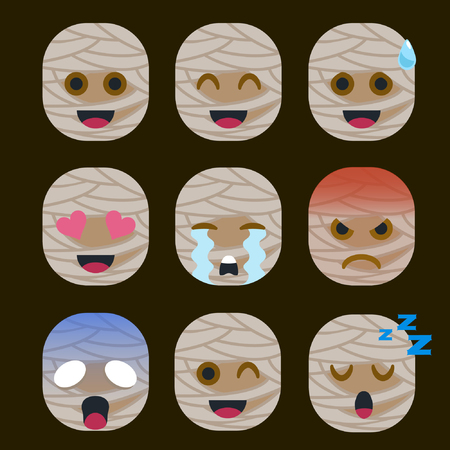 Set of Mummy  Emoticon Sticker Isolatedのイラスト素材
