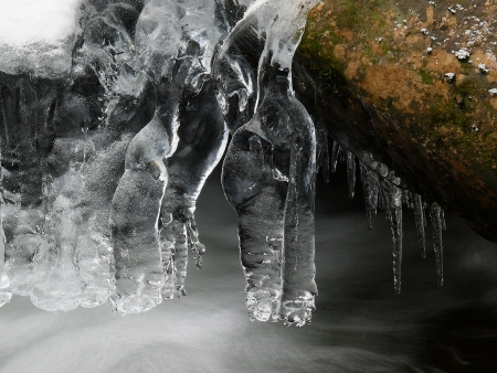 Icicle on the creekの写真素材