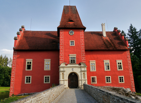Romantic water castle Cervena Lhota in South Bohemia. Czech Republic, circa July 2014のeditorial素材
