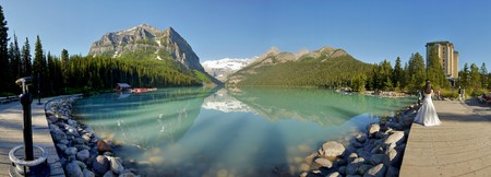 Panorama of Lake Louise, Alberta, Canada. Jul 2015