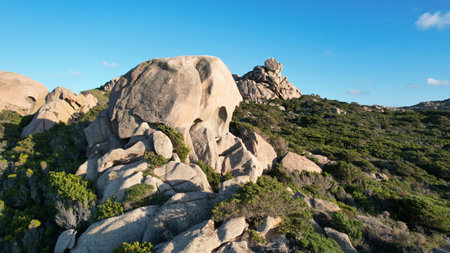 Huge granite boulders in the mountains of Sardinia, Italy