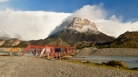 Mountain landscape in the Torres del Paine National Park, Chileの写真素材
