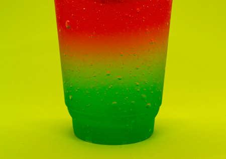 Colorful jelly in a glass.