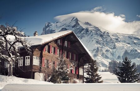 Christmas in Swiss Alps hotel, Grindelwald, Interlakenのeditorial素材