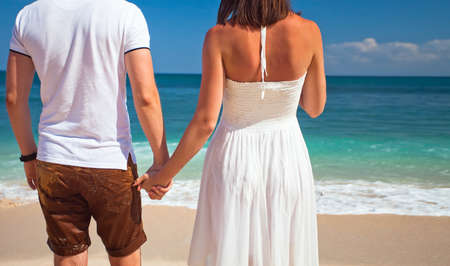couple at the beach, Baliの写真素材