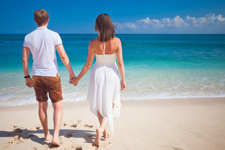 couple at the beach, Baliの写真素材