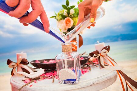 wedding ceremony - mixing sands is a new familyの写真素材