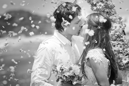 Old photo of wedding coupleの写真素材