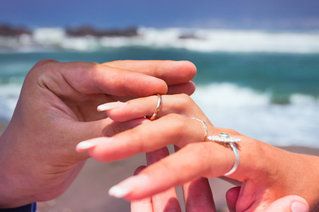 background of proposal with gold ringの写真素材