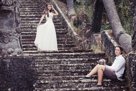 couple at the mystical hotel in Baliの写真素材