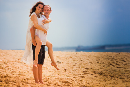 wedding couple just married at the beach, Baliの写真素材