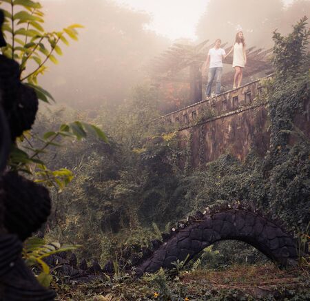 couple at the mystical hotel in Baliの写真素材