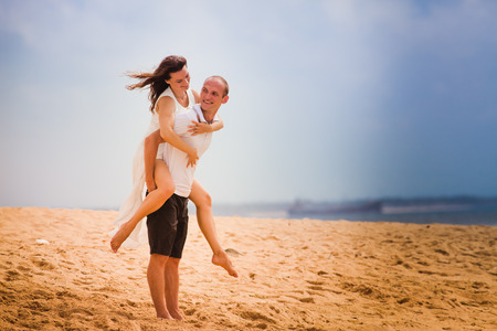 happy couple just married at the beach, Baliの写真素材