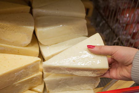 cheese for sandwich packed in a plastic bag at supermarketの写真素材