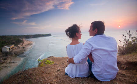 traveling couple in Indonesia, Bali islandの写真素材