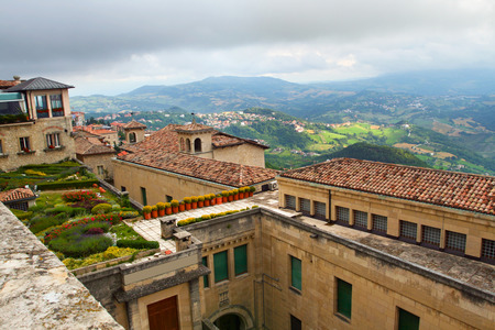 Picture of the horizon with beautiful scenery and the sky, carried out with the old part of San Morino.の写真素材