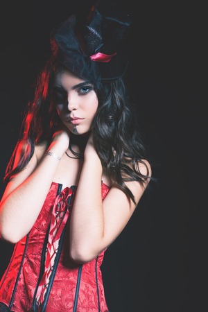 Fashion girls celebrating Halloween 2016. Haloween costumes. Masquerade partyの写真素材