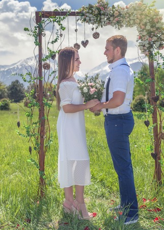 wedding couple just married, get marriage in New Zealandの写真素材
