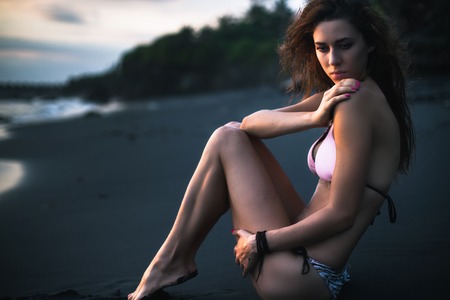 Summer Portrait of Young Sexy Bikini Woman At Baliの写真素材