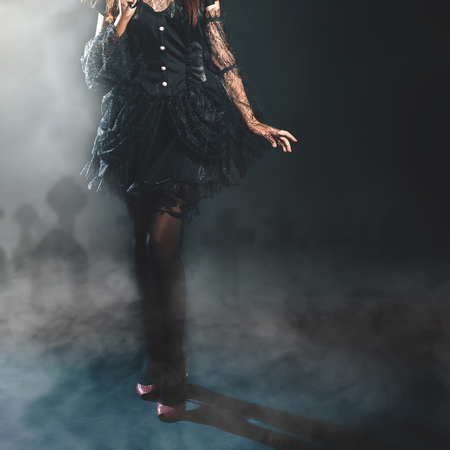 Fashion young woman going to Halloween partyの写真素材