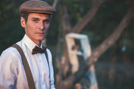 Handsome Man Of Tomorrow Smokes Smoking Pipeの写真素材