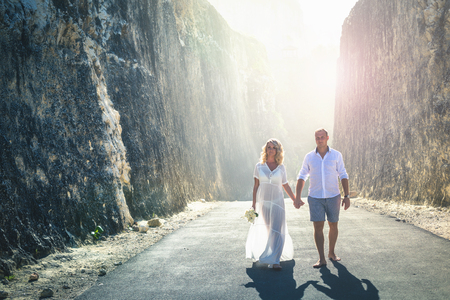 Happy successful couple travalers at Bali, Happy International Womens Dayの写真素材