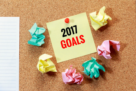 Goals for new year 2017 with trash paper conceptの写真素材