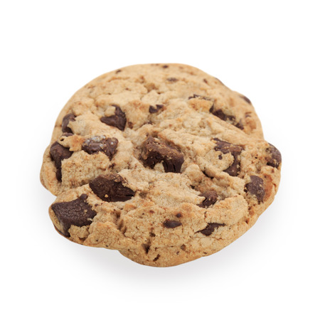 Chocolate chip cookies isolated on white background.の写真素材