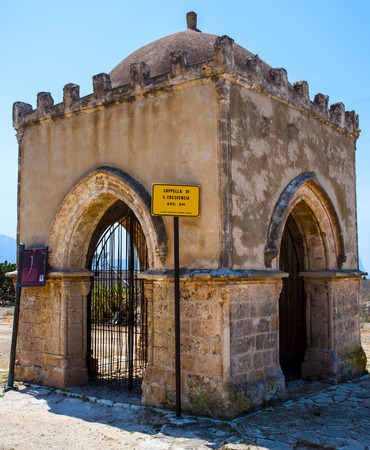 Chapel of Saint Crescentia in San Vito lo Capo Sicily. Italy.Small square chapel built in the thirteenth century in honor of the nurse of St. Vitus, St. Crescentiaの写真素材