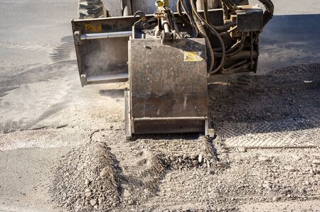 Milling of asphalt for road reconstruction accessory for skid steerの写真素材