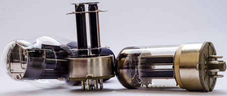 vacuum electronic radio tubes. Isolated image on white backgroundの写真素材