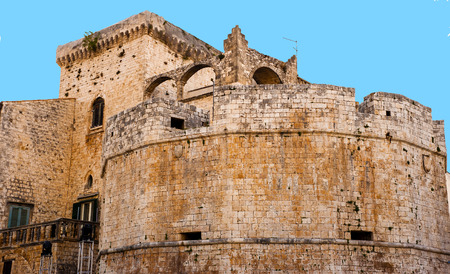 detail Norman tower of the castle of Conversano, Puglia - Italyのeditorial素材